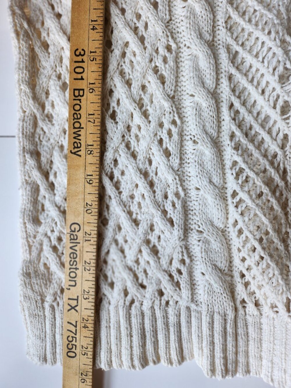 American Eagle Ivory Open Knit Cable Crochet Sweater Size M‎ 100% Cotton - Picture 9 of 10